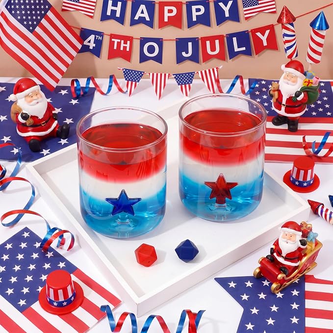 Potchen 2pcs Patriotic Icon Juice Glass 9oz Stemless Wine Glasses American Red - Image 6