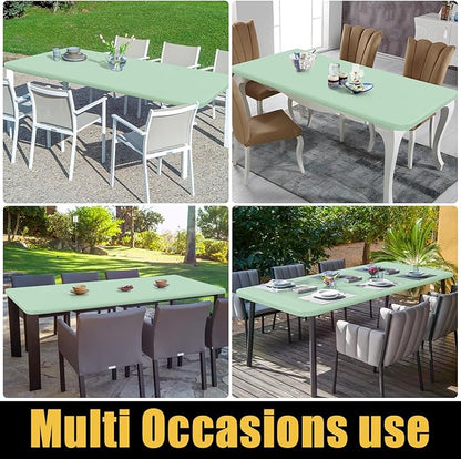 Smiry Rectangle Picnic Table Cloth, Waterproof Elastic Fitted Tablecloths for 4 Foot Tables, Washable Polyester Table Cover for Camping, Indoor and Outdoor (Green, 30"x48")