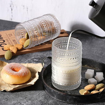 Amzcku Vintage Highball Drinking Glass Set of 12 - Kitchen Glasses Cup for Water, Cocktail, Milk, Juice and Beverage