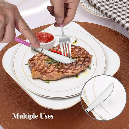 VANVRO Mirror Silver Rosy Silverware Set, 20-Piece Stainless Steel Flatware Set - Image 5
