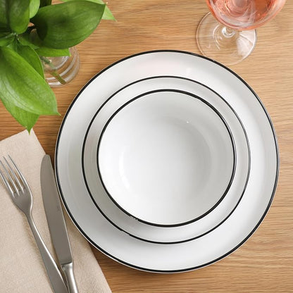 Gibson Home Rothernberg Plates and Bowls 18 Piece Porcelain White Dinnerware - Image 6