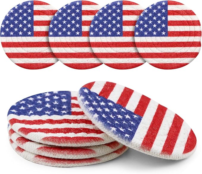 Coasters Set of 4 for Drinks, Cotton Woven 4 Colors Absorbent Boho Coasters for by krastmon