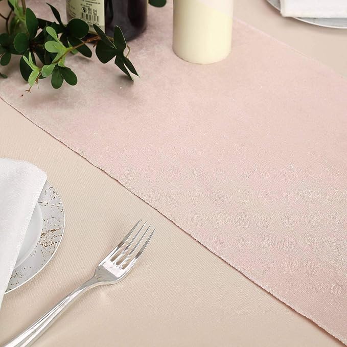 10 pcs 12x108-Inch Blush Premium Velvet Table Runners - Image 4