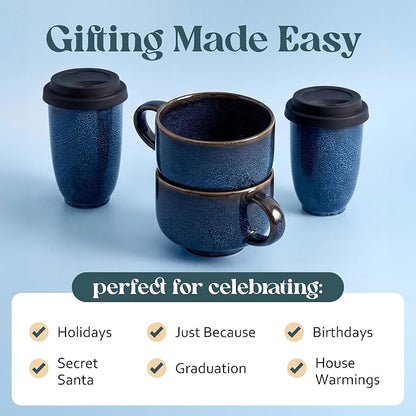 NOVA CERAMICS Navy Blue Extra Large Coffee Mug - 16 oz Ceramic Mug - Abyss | - Image 8
