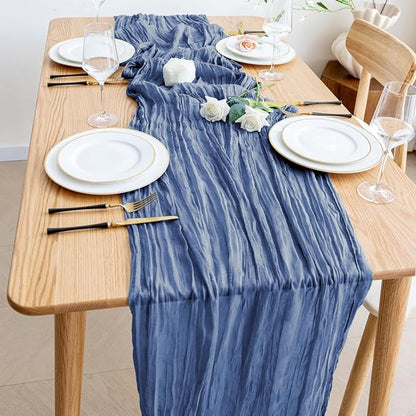 Cheesecloth Table Runner Blue 10FT Boho Gauze Runner, 3 Pack | 120 Inch Cheese - Image 6
