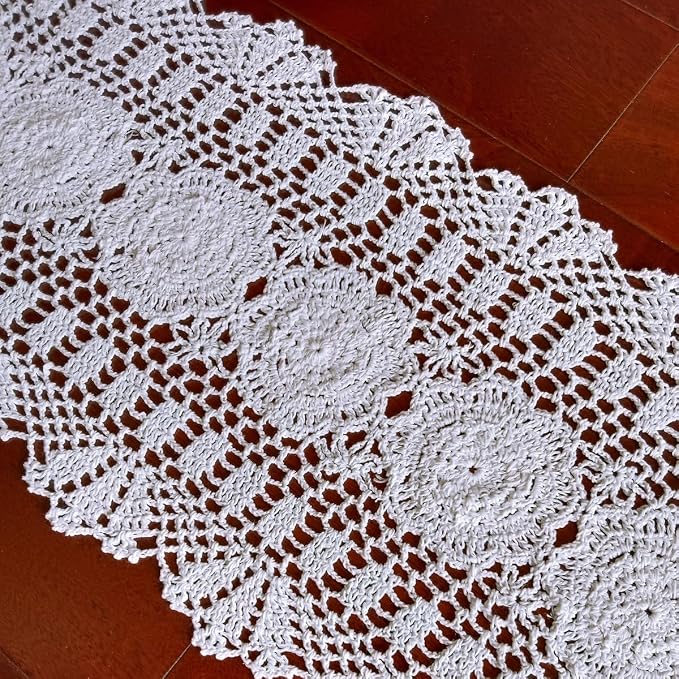 Phantomon Oval Lace Table Runner Doilies Floral Table Scarf Furniture Cloth - Image 3