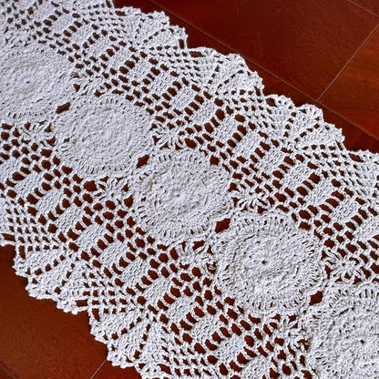 Phantomon Oval Lace Table Runner Doilies Floral Table Scarf Furniture Cloth - Image 3