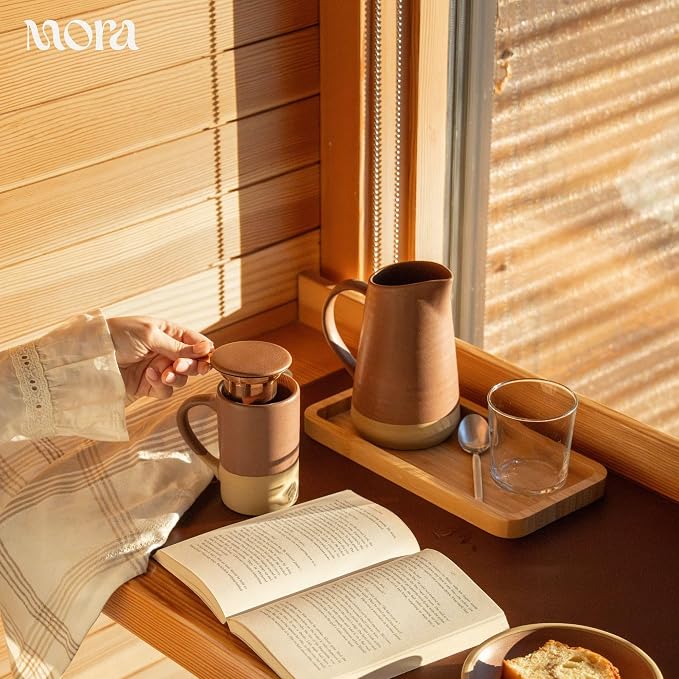 Mora Ceramics Tea Cup with Loose Leaf Infuser, Spoon and Lid 12 oz, Microwave - Image 5