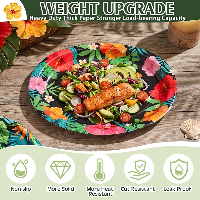 350 Pcs Hawaiian Luau Party Supplies 12 in Disposable Tropical Aloha Oval - Image 4
