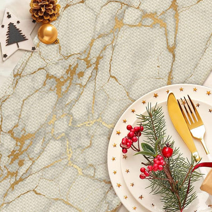Marble Burlap Table Runner Seasonal Spring Fall Kitchen Dining Linen Table - Image 4