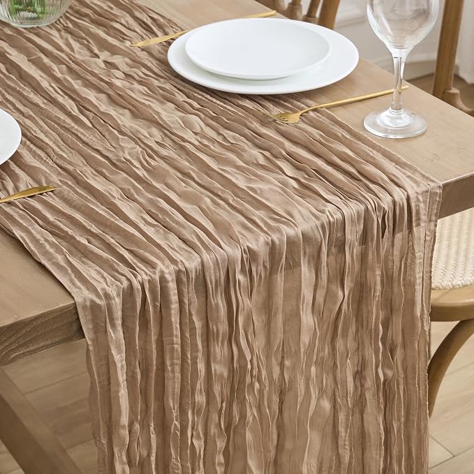Asee'm Nude Brown Cheesecloth Table Runner Summer Boho Rustic Gauze 10FT | Fall by Aseem