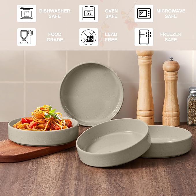 E-far Pasta Bowls Set of 4, 35oz Ceramic Large Salad Bowl Plates - Image 7