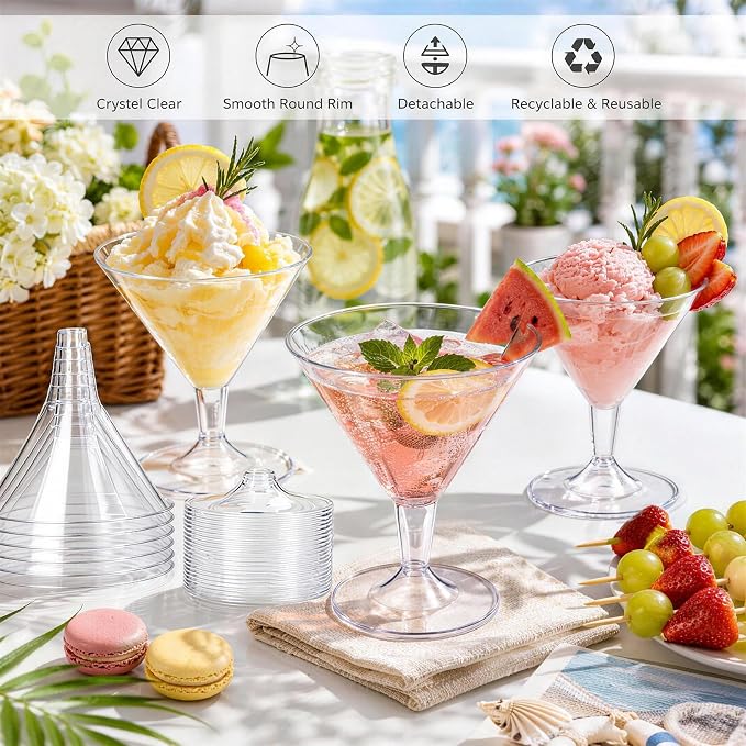 Liacere 24 Pack Clear Plastic Martini Glasses - Image 5