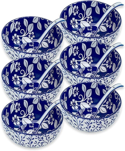 28Oz Ceramic Soup Ramen Bowl Set of 6 by KeQiu