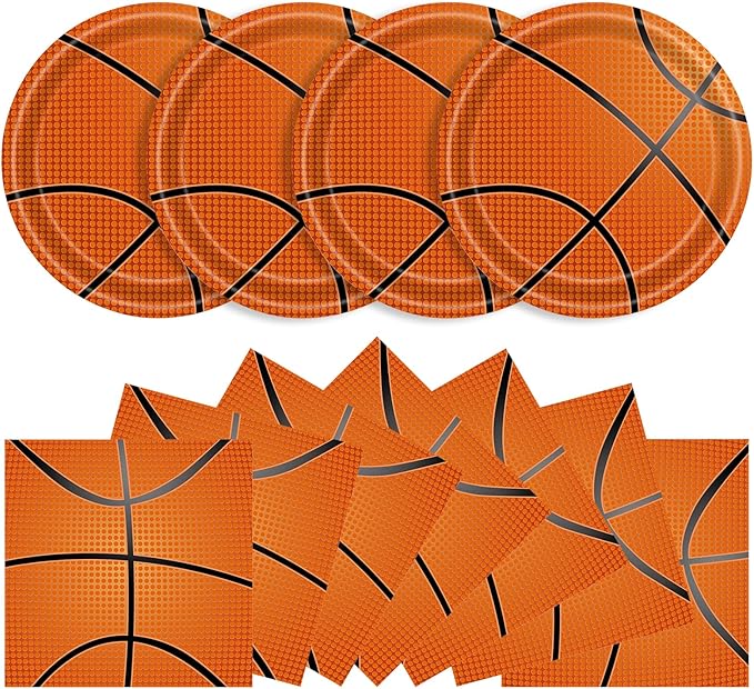 40 Pcs Basketball Plates and Napkins Party Tableware Set, Serves 20 | by KFJBPB