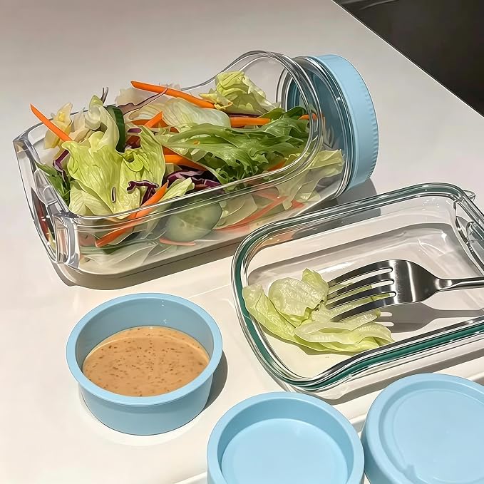 35oz Side Opening Mason Salad Jar | 1000ml Leakproof Portable Salad Container - Image 2
