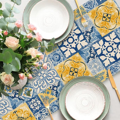 Moroccan Blue Mosaic Tile Dining Table Runner, Vintage Amalfi Coast | Azulejo - Image 6