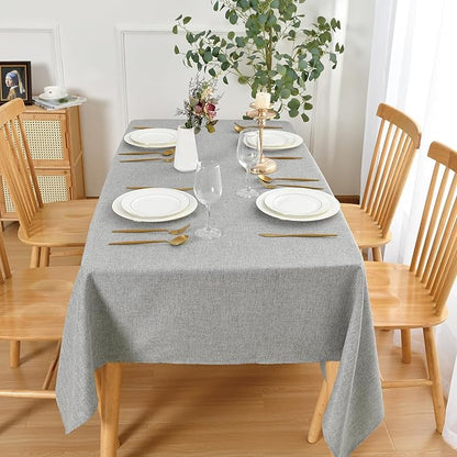 JIUZHEN Square Table Cloth Faux Linen Farmhouse Tablecloth Wrinkle and Stain Resistant Decorative Fabric Table Cover for Kitchen, Dining Room, Parties and Camping, Light Grey, 54 x 54 Inch