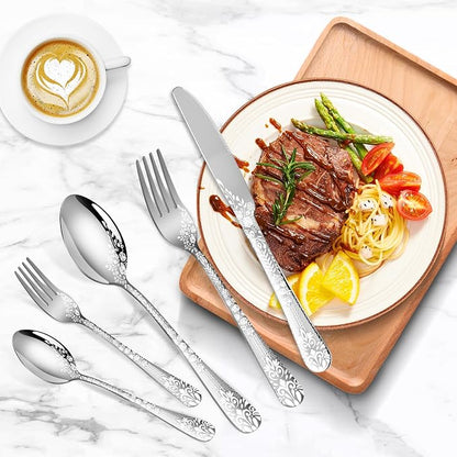 40 Piece Silverware Set, Stainless Steel Flatware Cutlery Set Service - Image 6