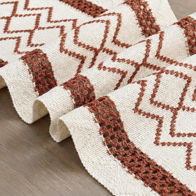 Artoid Mode Caramel Stripe Diamond Woven Table Runner 12x72 Inch | Holiday - Image 6