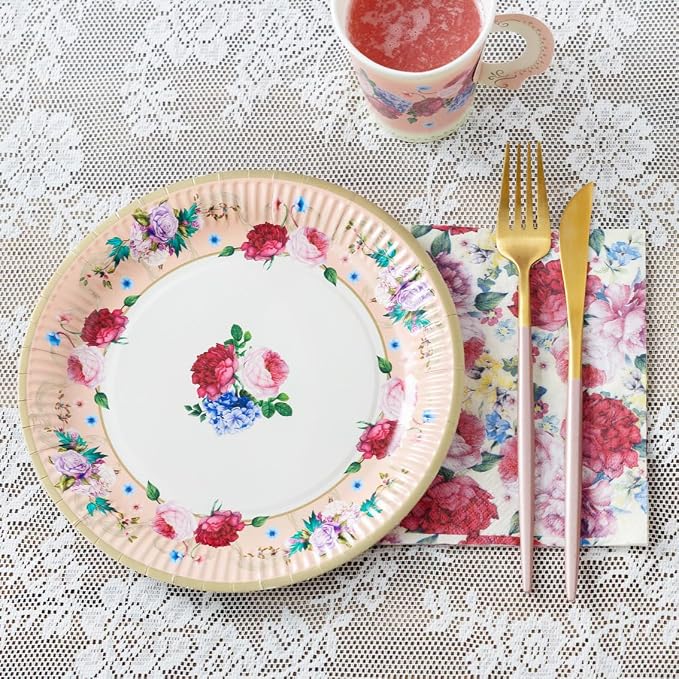 Talking Tables Afternoon Tea Vintage Floral Paper Plates Pack of 24 Truly - Image 3