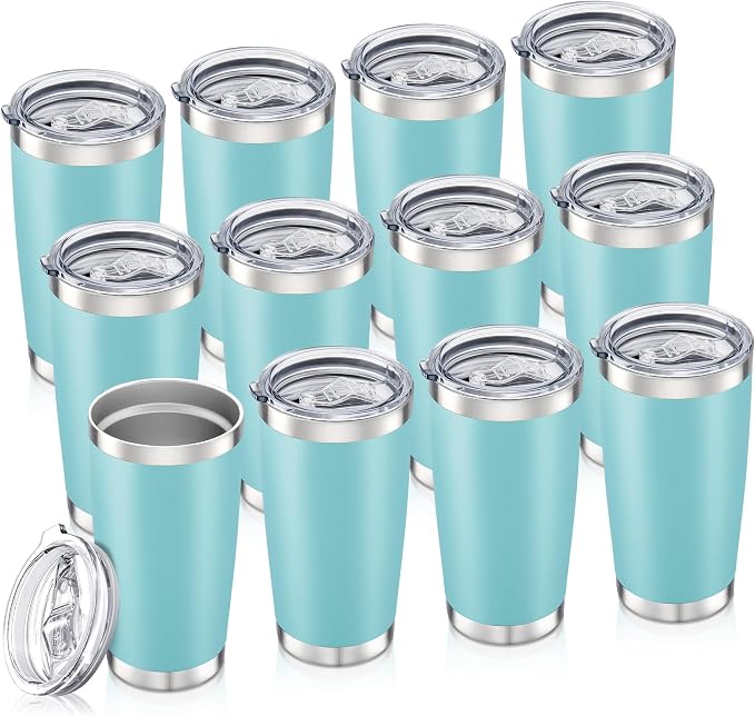 20oz Tumbler Bulk with Lid Stainless Steel Tumblers, 12 Pack | Leak Proof Lid by Unknown