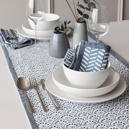 Over&Back 18x90 Hand-Blocked Printed Cotton Table Runner - Image 9