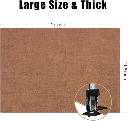Homaxy Faux Leather Heat Resistant Placemats for Dining Table Set of 6, Waterproof Wipeable Washable PU Table Mats, Easy to Clean Anti-Slip Place Mats, 11.8 x 17 Inch, Brown