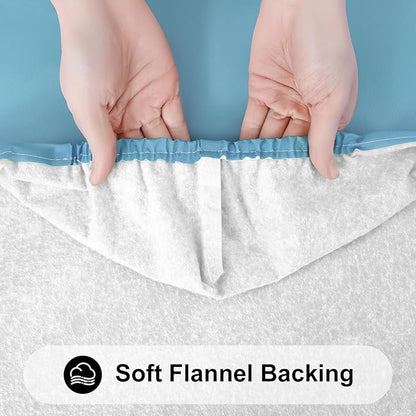 Smiry Rectangle Tablecloth, Elastic Fitted Flannel Backed Vinyl Tablecloths for 4ft Folding Tables, Waterproof Wipeable Table Covers for Indoor, Outdoor, Picnic and Camping (Aqua,24"x48")