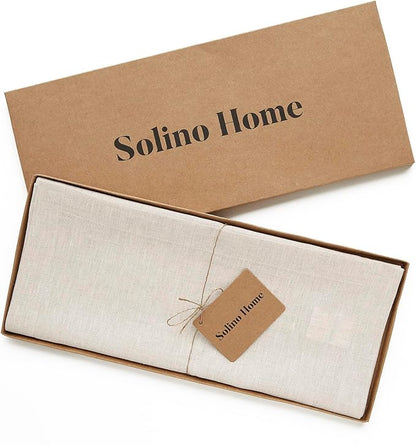 Solino Home Linen Table Runner 72 Inches Long - Athena, 100% Pure Linen Light Natural Table Runner 14 x 72 Inch for Dining, Spring, Easter