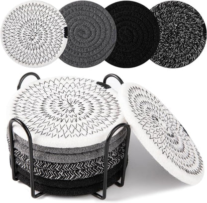 OIAHOMY 8 Pcs Coasters with Holder by MasterofSpaceOptimization