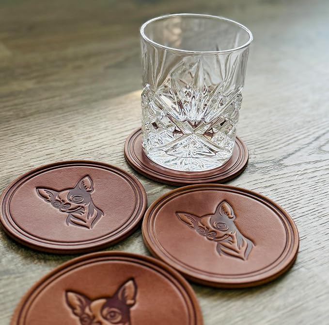 Dog Breed Leather Coasters – Premium Full Grain Table Protectors - Image 2