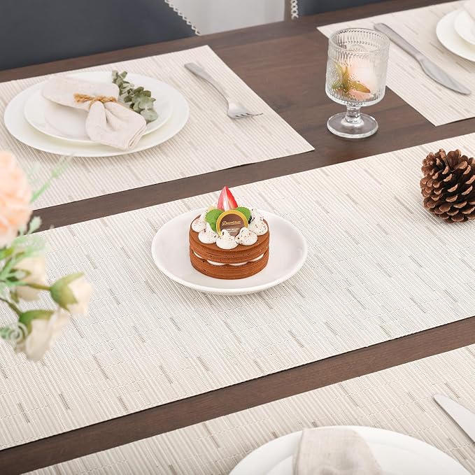 Myir JUN White Table Runner Home Decor Dining Table Runners | Vinyl Table - Image 3