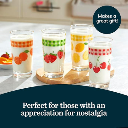 Libbey Vintage Juice Drinking Glasses Set of 4, Retro Fruit Design Glass Cups - Image 5