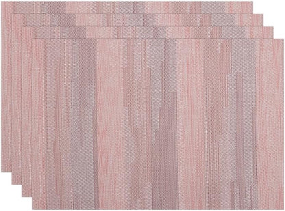 Winknowl Placemats Set of 4, Heat Resistant Stain Resistant Woven Vinyl Insulation Place mats, Durable Washable Elegant Table Mats for Kitchen Dining Table Decor (Misty Rose)