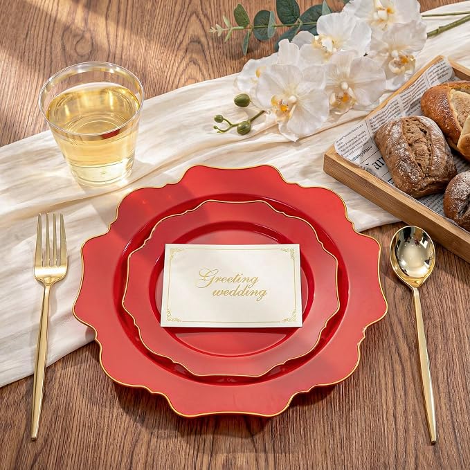 175Pcs Red Plates - Image 10