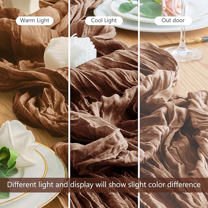 Cheesecloth Table Runner Brown 10FT Boho Gauze Runner, 3 Pack | 120 Inch Cheese - Image 8