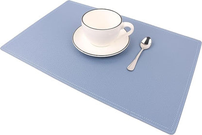Set of 6 Faux Leather Placemats, PU Table Mats, Waterproof, Stain Resistant, Heat Resistant, Easy to Clean for Kitchen Dining Table,Conference Table