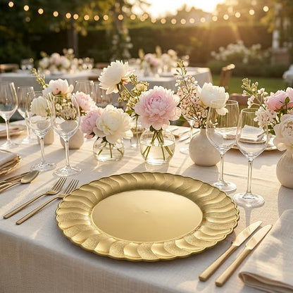 13 Inch Gold Scalloped Charger Plates - Image 8