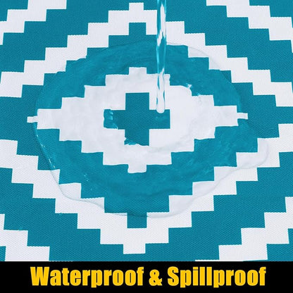 Smiry Rectangle Table Cloth Cover, Waterproof Elastic Fitted Picnic Tablecloth for 5 Foot Tables, Wipeable Flannel Backed Vinyl Tablecloths for Camping, Dining, Outdoor (Teal, 30" x 60")
