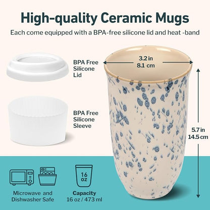 NOVA CERAMICS Travel Coffee Mug– Travel Coffee Tumbler – On the Go Coffee Mug – - Image 3