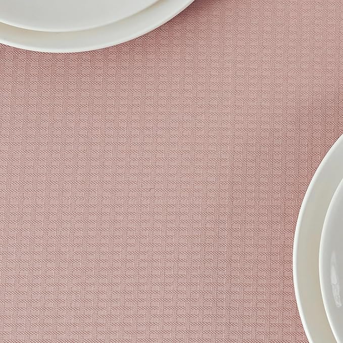 maxmill Square Tablecloth Weaved Texture Stain Resistant Waterproof Wrinkle Free Washable Soft Table Cloth, Decorative Fabric Table Cover for Dining Room Dinner Parties, 52 x 52 Inch, Pale Blush