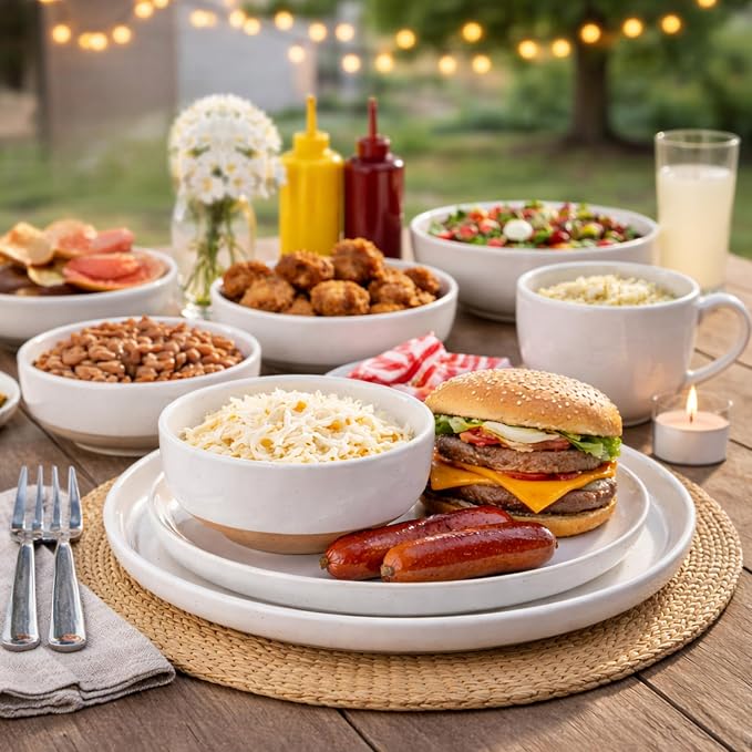 AmorArc Dinnerware Sets for 4, 16 Pieces Ceramic Plates and Bowls Set | Scratch - Image 7