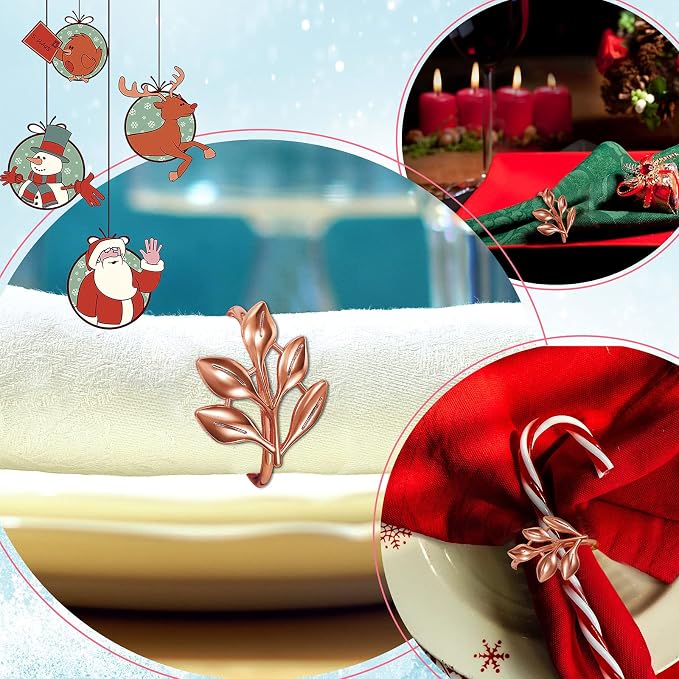 WILLBOND Leaf Napkin Rings Holders Fall Party Napkin Rings - Image 5