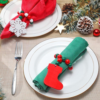 KPOSIYA Christmas Napkin Rings Set of 12, Snowflake Socks Napkin Rings - Image 2