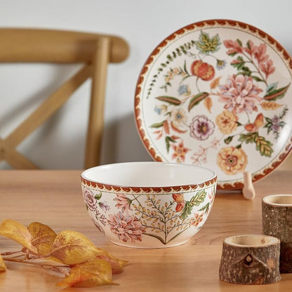 Bico Blooming Moment Cereal Bowls Set of 4, 26 oz Deep Ceramic Soup Bowls - Image 5