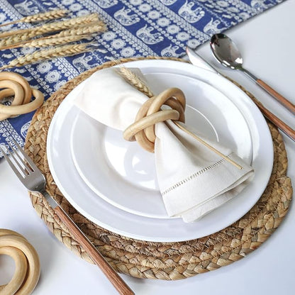 wonlex Wooden Napkin Rings Set of 6, Farmhouse Wood Napkin Ring, Handmade - Image 5