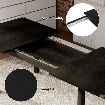 iPormis 7-Piece Dining Table & Chairs Set for 4-6, 63" Extendable Kitchen Table with 6 Chairs, Dining Room Table with Metal Frame & MDF Board, Perfect for Small Space, Easy Assembly, Black