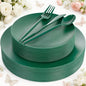 EI 150pcs Green Plastic Plates,Green Disposable Plates Heavy Duty,Fancy Plastic Dinnerware Set,Dinner Plate for Party,Picnic,Birthday,Wedding Afternoon Tea Spring