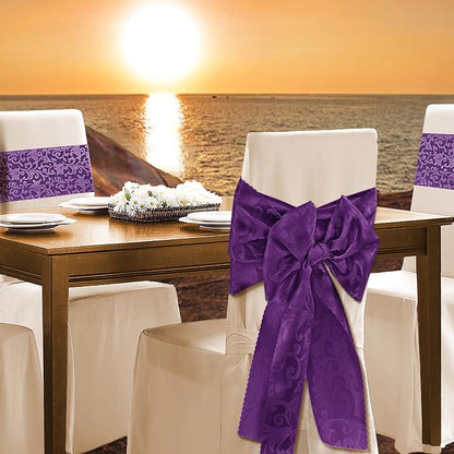Manyshofu Purple Jacquard Satin Table Runner 12x108 - Image 5
